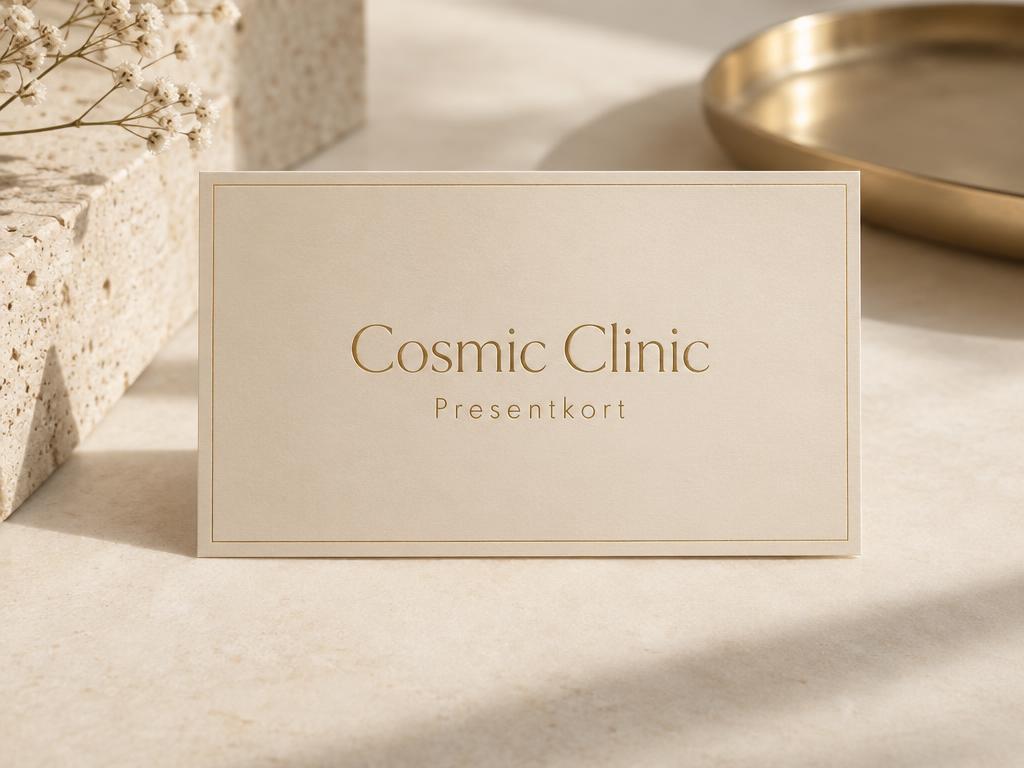 Illustration av ett Cosmic Clinic-presentkort